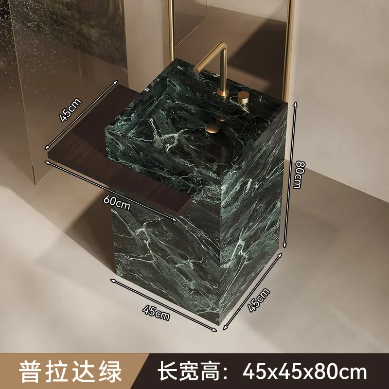 

Customized hotel villa rock slab column basin outdoor courtyard wash basin integrated floor washbasin wash basin