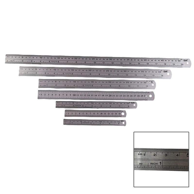 1PC 15/20/30/40/50CM Metal Rulers With High Precision Graduation Line Double-Sided Scale Stainless Steel Ruler