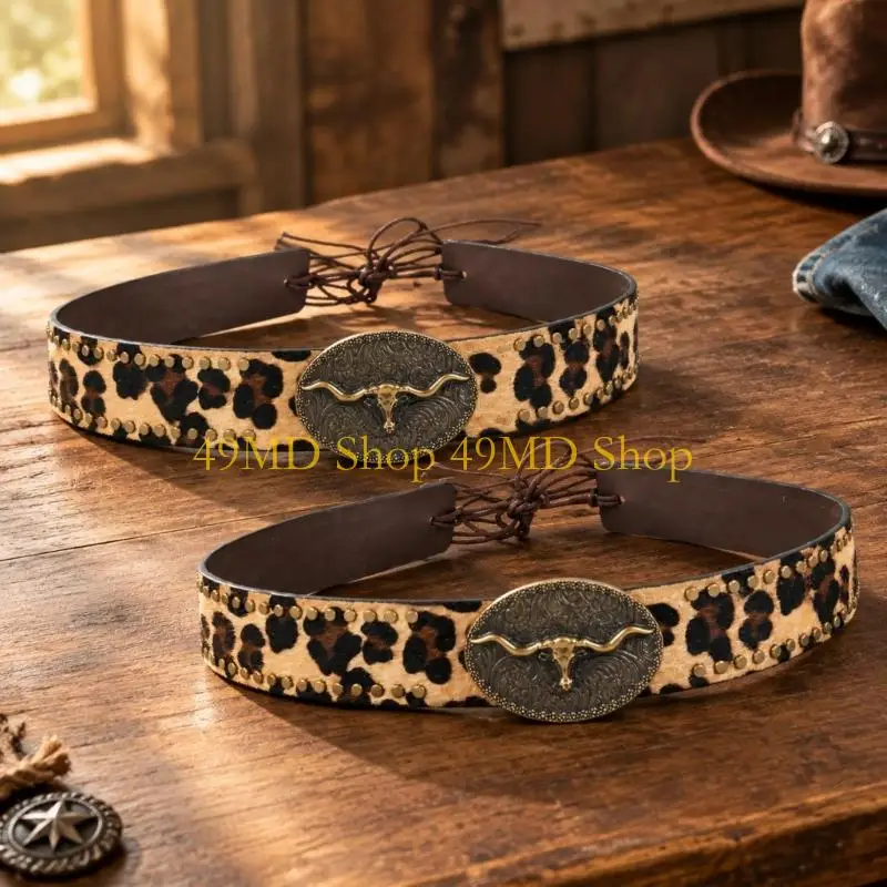 49MD 2Pcs Removable Animal-Print Hat Accent with Tool-Free Rear Cord Tie-On Design