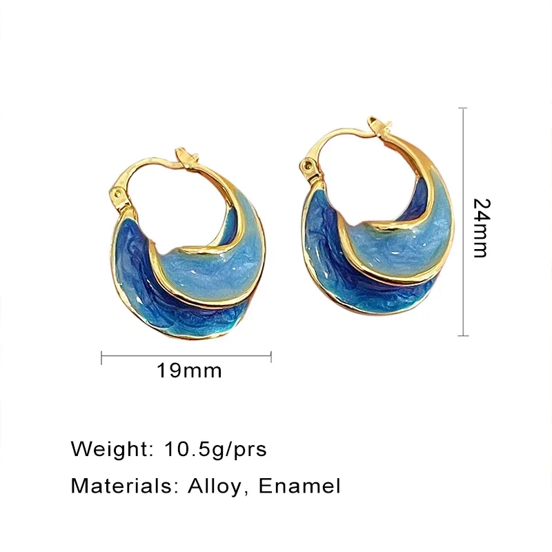 Orecchini a cerchio in metallo smaltato blu intrecciato per le donne gioielli di moda geometrici eleganti accessori per feste all\'ingrosso nuovi