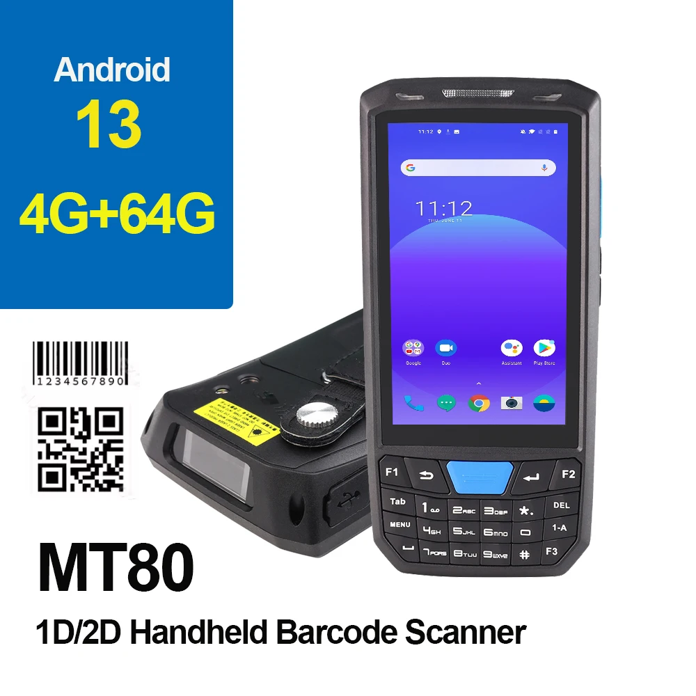 Android 13 Handheld PDA 4G LTE Network 64GB Storage 1D/2D Barcode Scanner NFC IP67 Rugged Data Collector with WiFi GPS