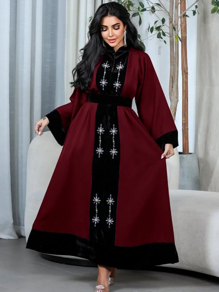 

Африканские платья для женщин, элегантное мусульманское платье из полиэстера, абайя, дашики, халат, кафтан, длинное платье макси, турецкая Африка, новинка 2026 г.