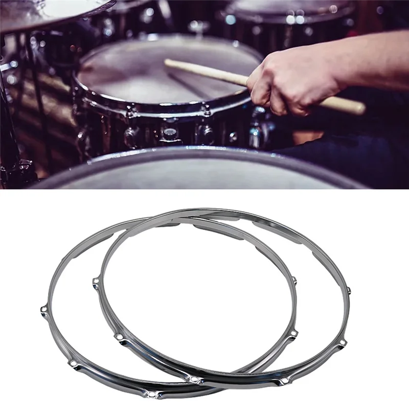 

A89E-Alloy 14In 10 Hole Drum Hoop Set 2Pcs Decorative Sound Improvement Drum Hoop For Performance Travel