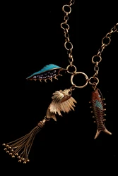 Ocean Series Necklace Stainless Steel Sea Fish Seagulls Conch Pendants Vacation Style Women's Accessories Leisure Party Jewelry