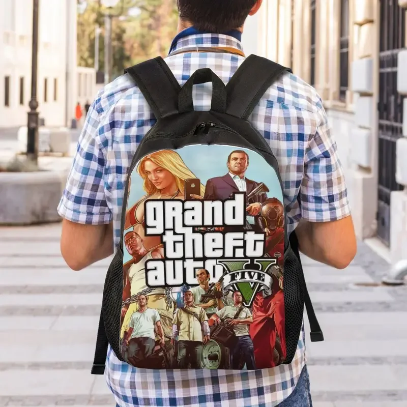 Mochila de viaje de aventura Grand Theft para hombres y mujeres, bolsa de libros para computadora portátil, bolsas de día para estudiantes