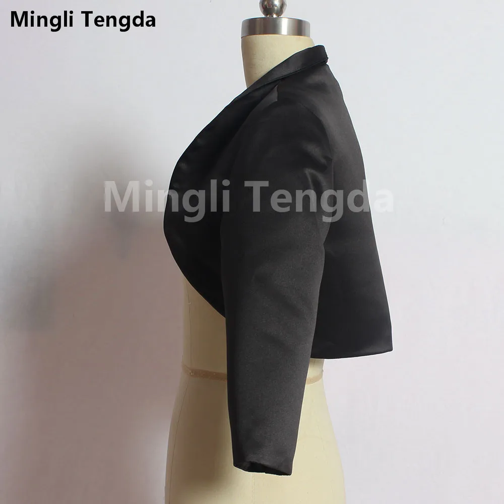 Mingli Tengda-abrigo elegante de satén para mujer, Bolero de manga 3/4, Bolero, chaqueta, estola, Tippet, chal, accesorios nupciales hechos a medida