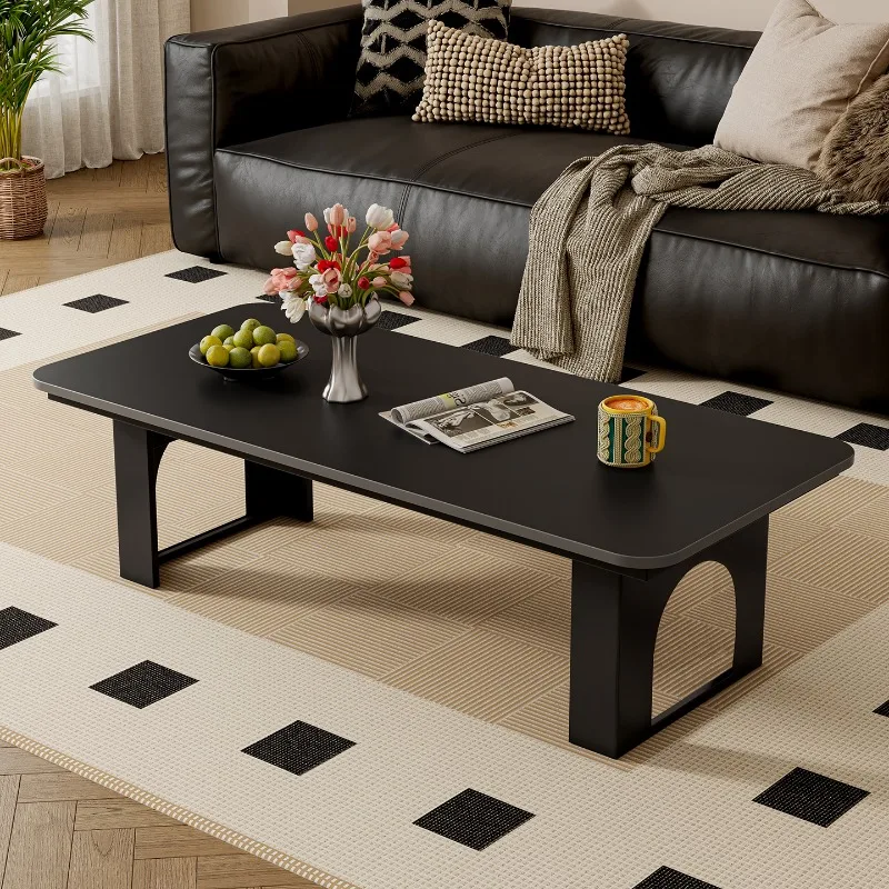 طاولة القهوة المركزية على طراز العصور الوسطى - طاولات القهوة المستطيلة الراقية لغرفة المعيشة | أثاث منزلي فرنسي بسيط FYCT #1