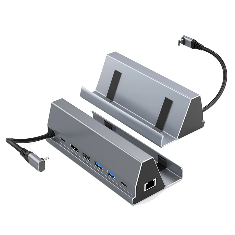 7 in 1 Docking Station for Steam Deck Aluminum Alloy Holder Dock 60Hz HDMI-Compatible USB-C for Steam Deck Game Console