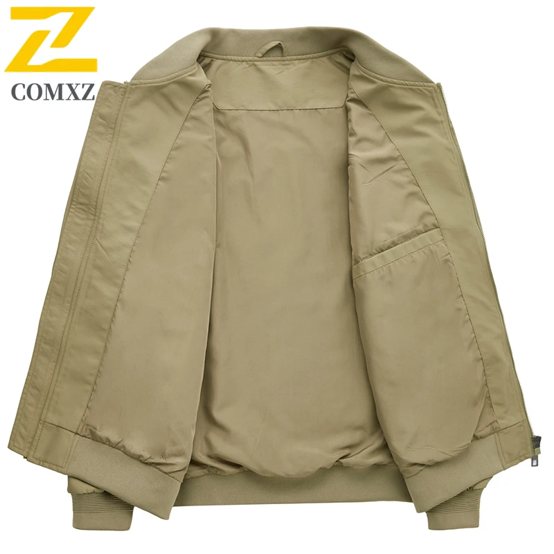 COMXZ New Jacket Men Lightw Luxurious Baseball Collar Fly Fishing Coat Casual Lightweight Windproof Stylish Autumn Outerwear