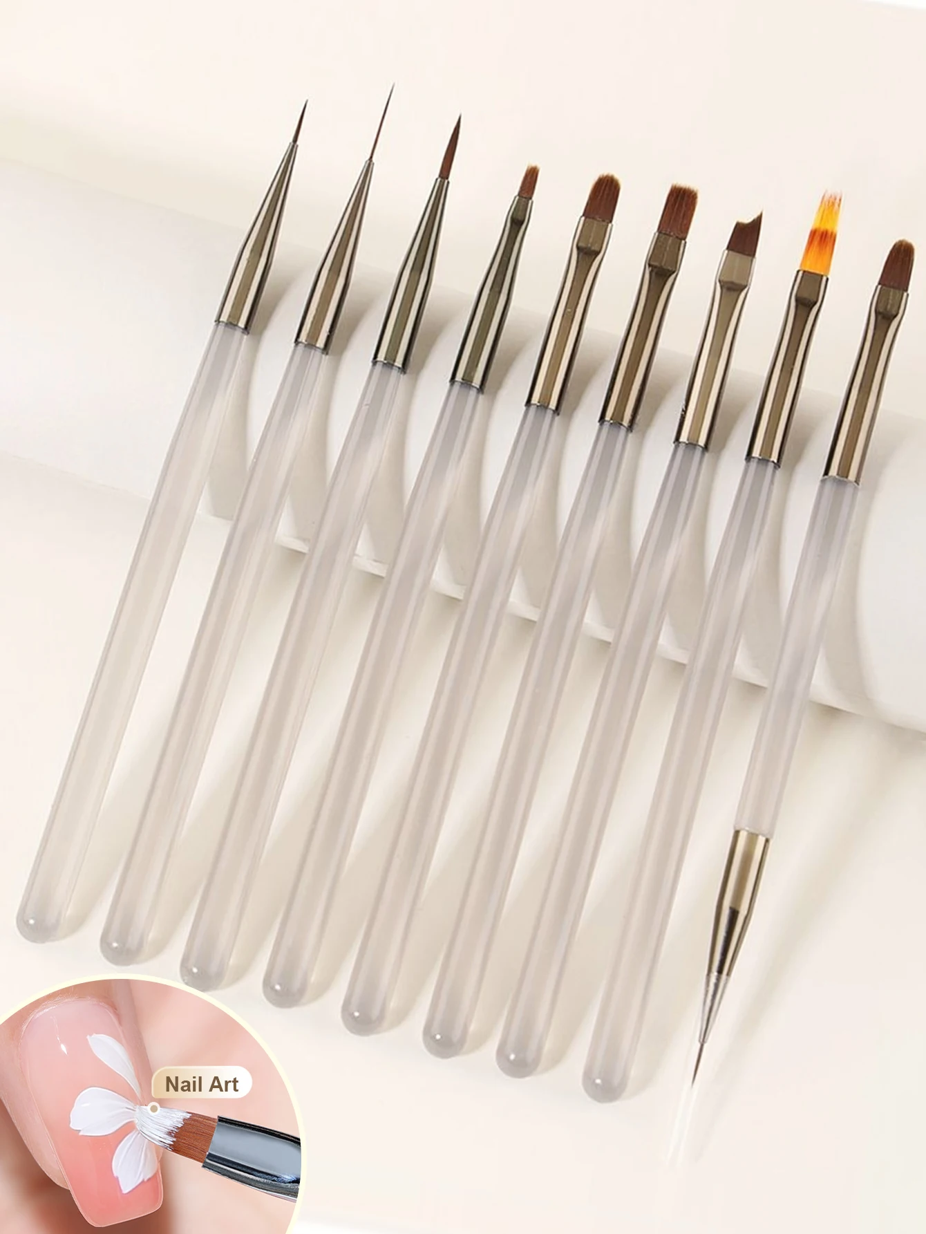 9 개의 네일 아트 브러쉬 드로잉 라인 1 세트 작은 데이지 유니버설 컬러 페인팅 파인 그라디언트 조각 블렌딩 페인팅 펜