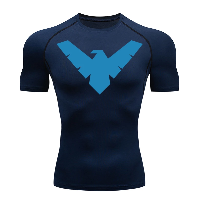 Grafik-Kurzarm-Kompressionsshirts für Herren, Fitnessstudio, Workout, Laufen, T-Shirts, Sommer, sportlich, schnell trocknend, Baselayers-Unterhemden