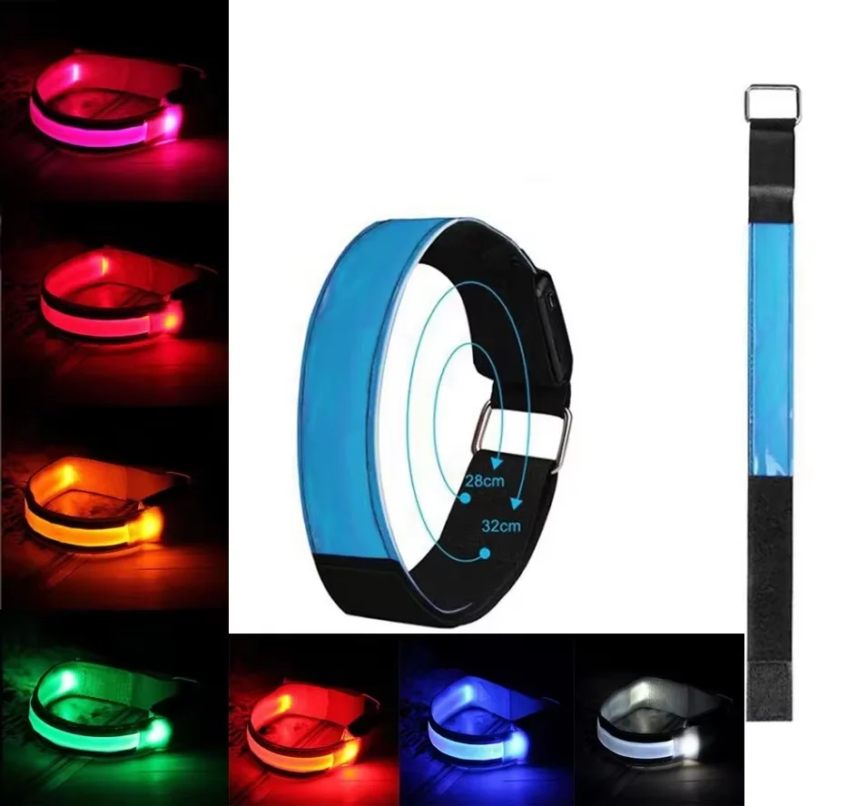 Battery LED Light Strap Wrist Slap Armband Ankle Running Riding Glow Outdoor Sports Night Running Light Safety Green Blue Red