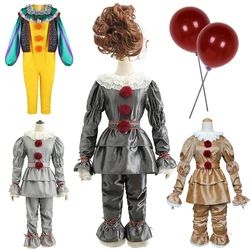 New Halloween Adult Men Pennywise Clown Cosplay Costume Carnival Party Boys Girls Stage Performance Villain Vintage Clothing Set