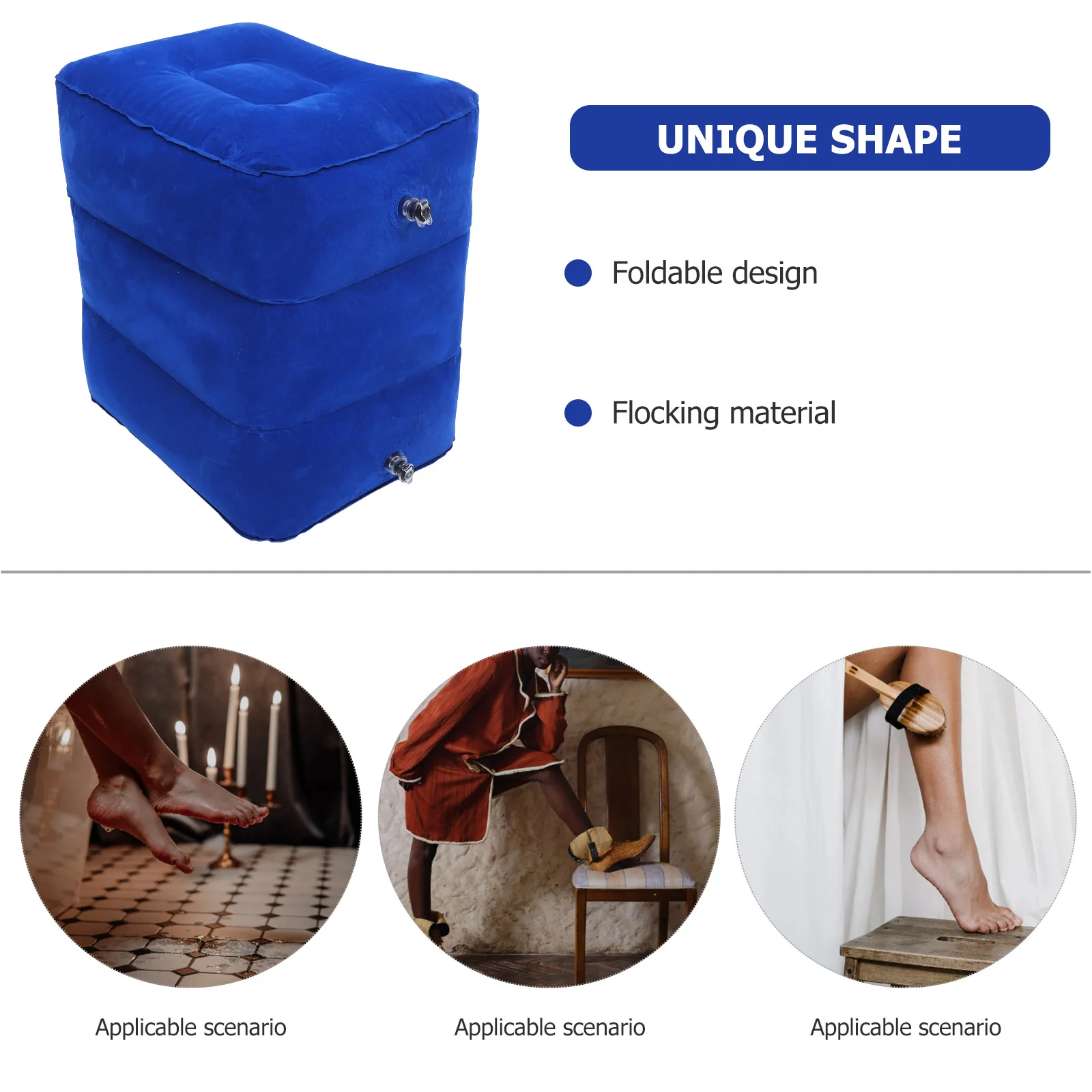 

Inflatable Footrest Cushion Foldable Travel Pillow PVC Mat Adjustable Height Stool Outdoor Furniture Comfort Flocking Material