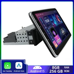 Wireless CarPlay Android 15 1Din Universal Rotatable AutoRadio Multimedia Video Player Car Radio GPS Navi Stereo Audio 4G SWC