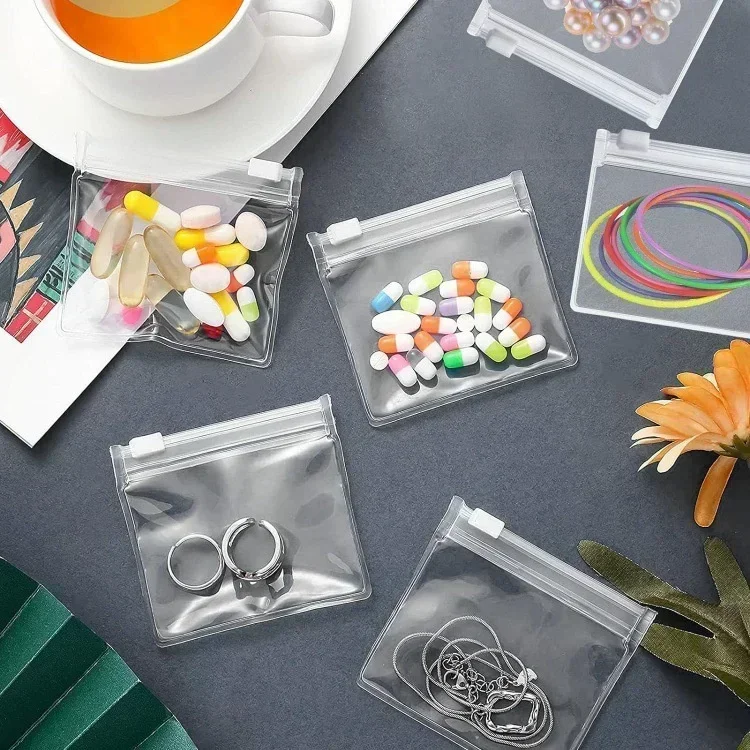컬러 엣지 EVA 지퍼 백, 투명 휴대용 의약품 쥬얼리 백, 여행용 지퍼, 셀프 실링 프로스트 보관 포켓, 10 개, 50 개