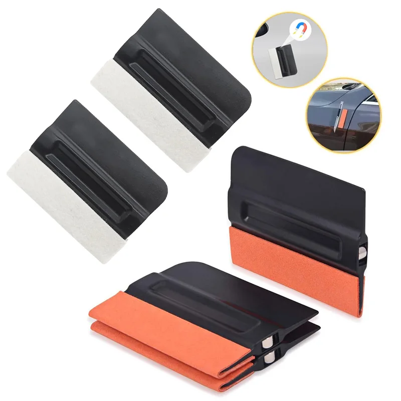 Magnetischer Vinyl-Abzieher mit Woll-/Wildleder-Filzkante, Vinylschaber, Fensterfolienwerkzeug, Auto-Folierungskit, Folienwerkzeug, 1/2 Stück