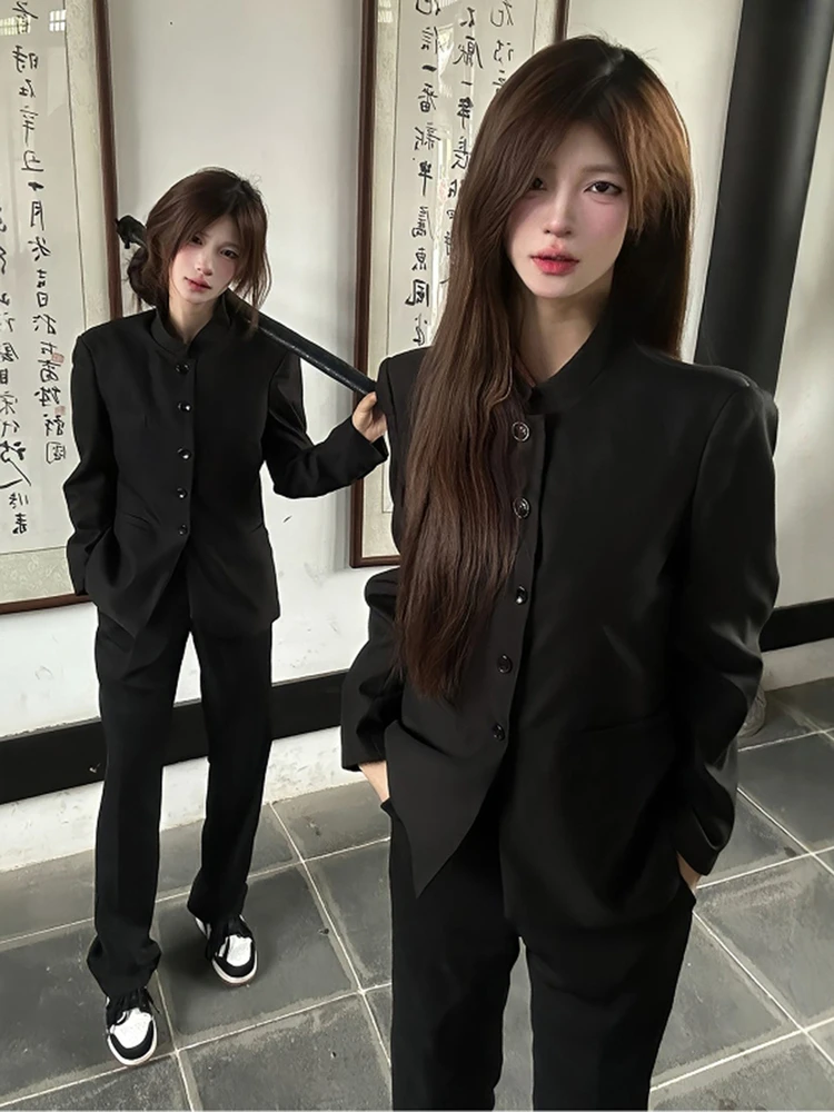 Bla oulder Pad Suit Jaet ex High School Sle الاتجاه الوطني الصيني الجديد الوقوف طوق Zhongan البدلة ملابس خارجية #1