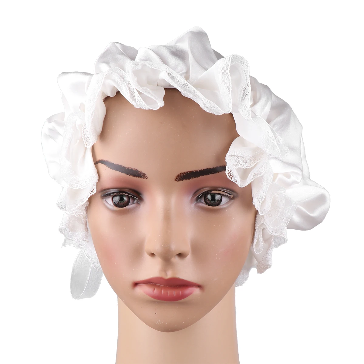 

Silk Sleep Cap Satin Women White Adjustable Durable Long Shower Shower Cap Bath Home Use