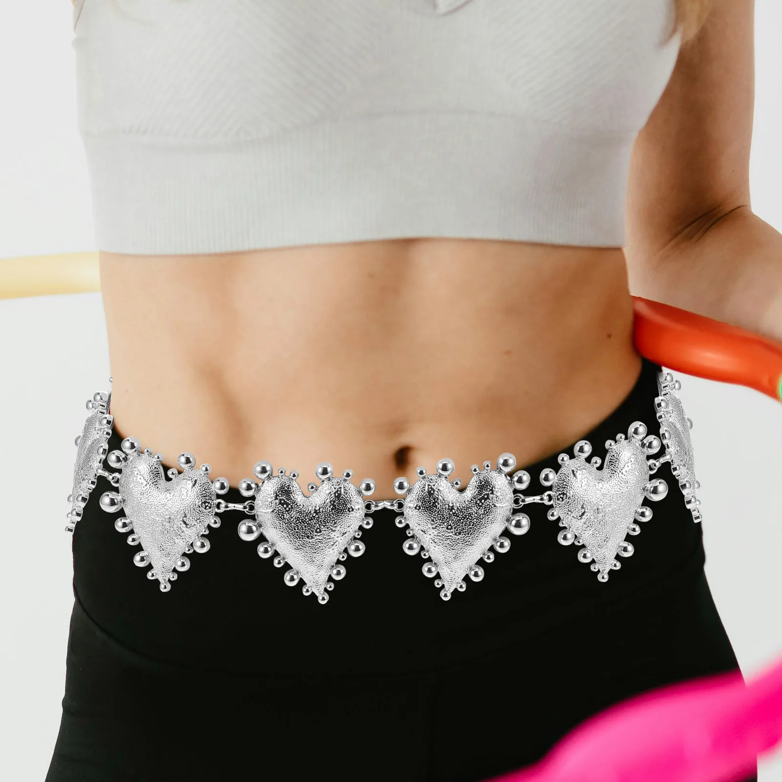 Sofisticato catena in vita a cuore Gioielli in metallo durevoli Stile versatile Abiti da festa per appuntamenti Gonne Pantaloni a vita alta