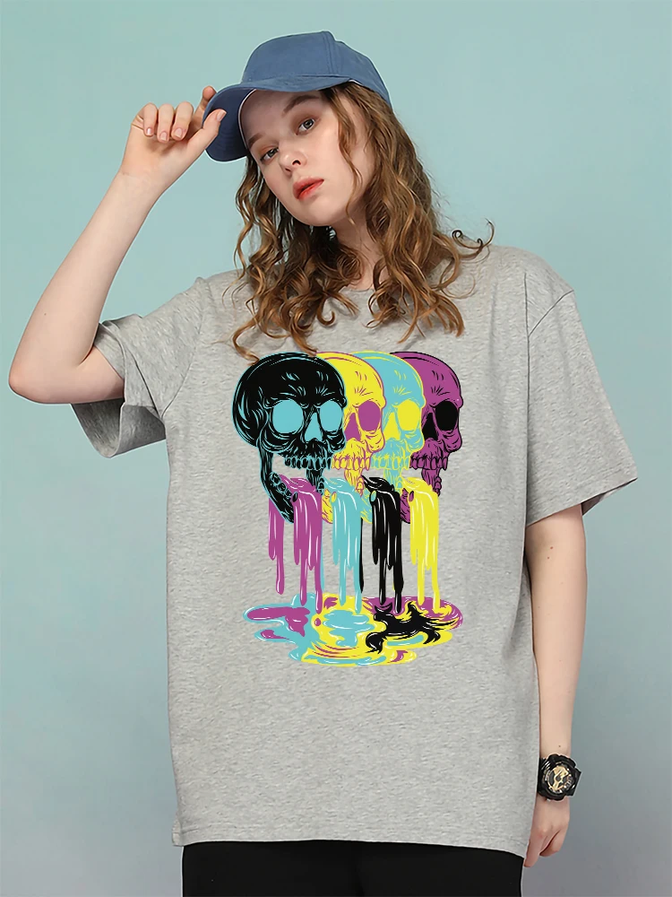 4 Vomit From Skulls Funny T Shirts Women Fashion Casual T-Shirt Street Cotton Short Sleeve Breathable Oversized T-Shirt Womens