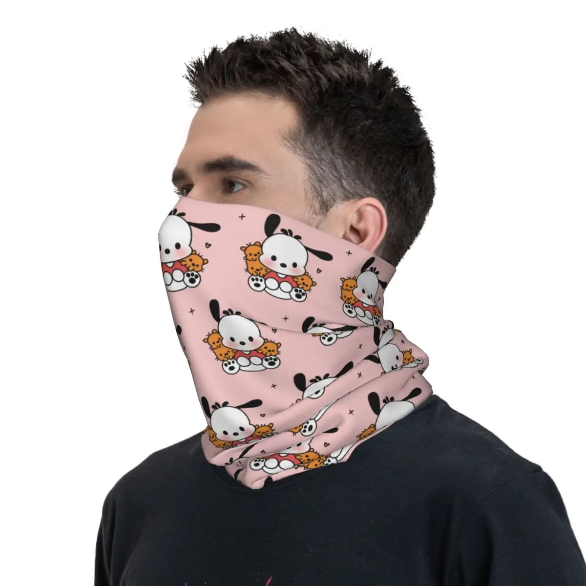 Custom Pochacco Pink Bandana Neck Warmer Women Men Winter Hiking Ski Scarf Gaiter Kawaii Face Cover