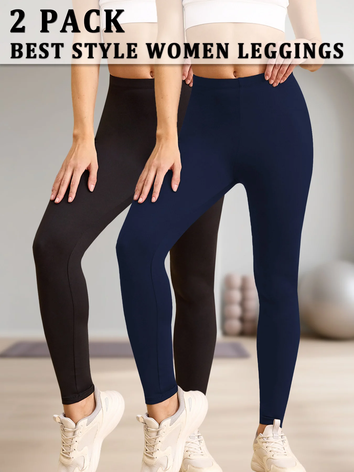 Leggings Super doux pour femmes, 2 paquets, contrôle du ventre, pas transparent, entraînement, Yoga, course à pied, athlétique, Push Up, Leggings de gymnastique