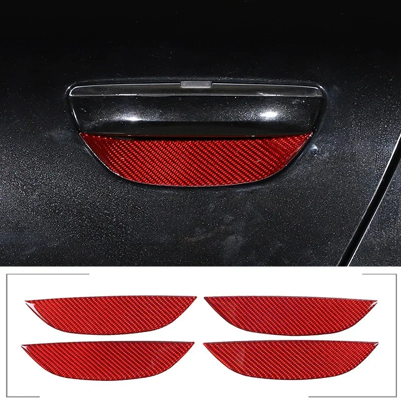 For Audi A8 D3 2004 - 2012 Car Outer Door Bowl Sticker Soft Carbon Fiber Interior Accessories 4 Pcs