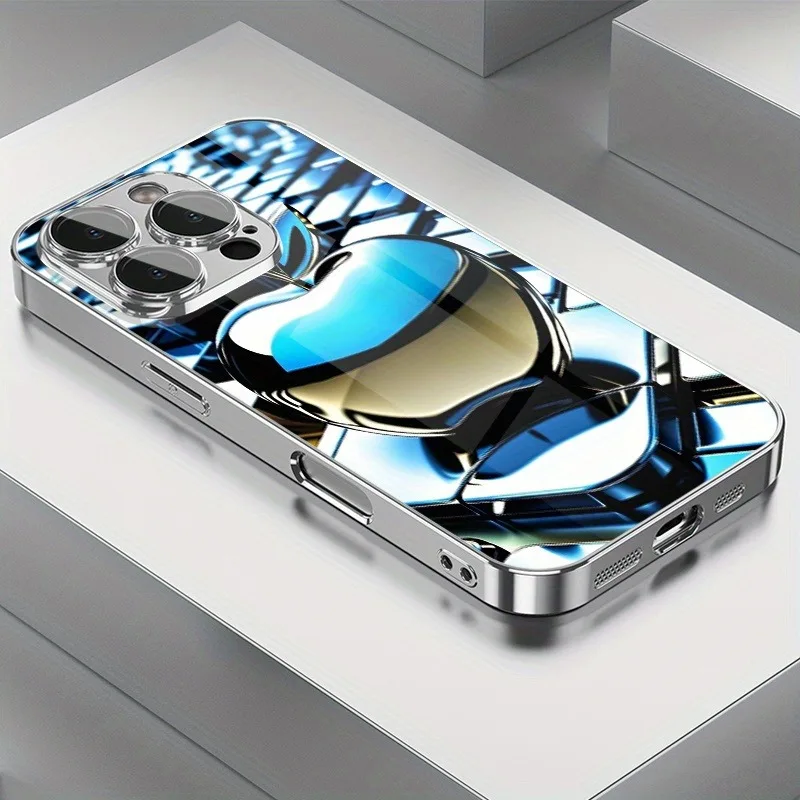 

Luxury Gradient Texture For Apple Print Glass Electroplated Case For iPhone 17 16 15 14 13 12 11 Pro Max Plus 16E 17 Air Cover