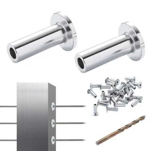 

121 Pack T316 Stainless Steel Protector Sleeves for 1/8" Wire Rope Cable Railing, DIY Balustrade T316 Marine