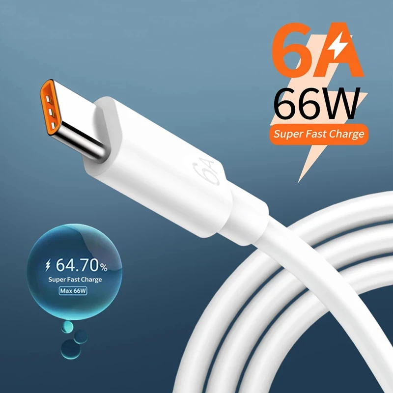 6A 66W Type C Cable Super Fast Charger For Samsung Huawei Xiaomi 11 10 Pro Quick Charging Type-c Data Cord For Huawei P40 P30