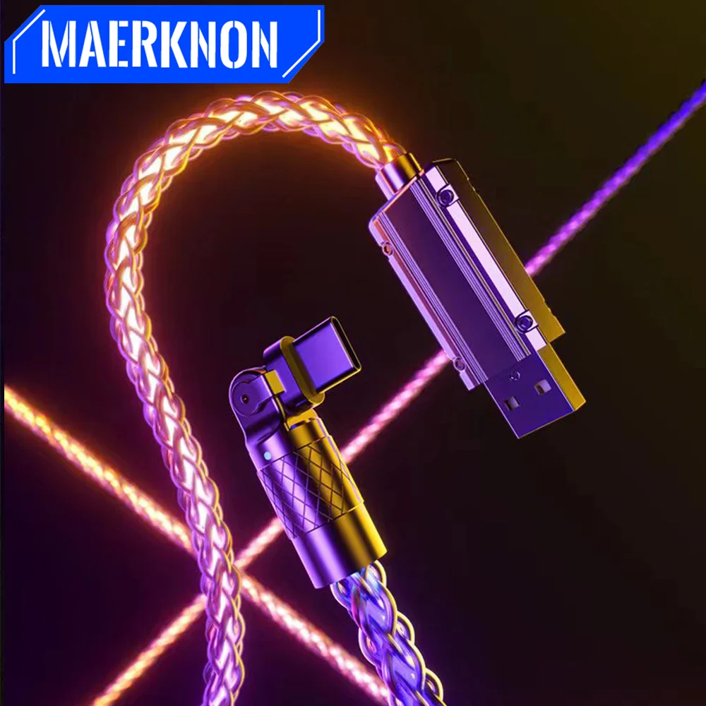 6A Light up USB C Cable  Fast Charging Data Wires For Xiaomi Redmi Samsung Phone Data Cord RGB Colorful Gradual USB C to C Cable