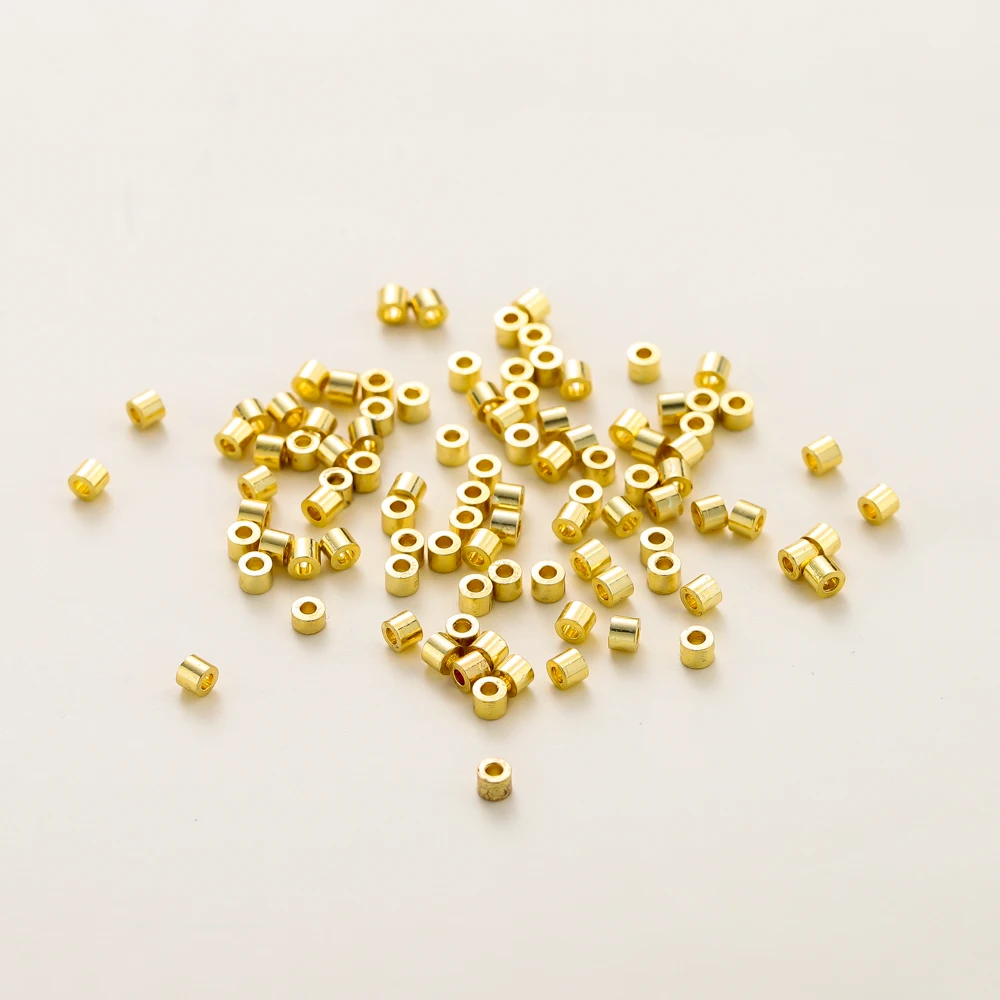 100PCS 2*2.5MM 18K14K Platinum Brass Tube Spacer Bead For DIY Necklace Chains High Quality Jewelry Accessories Findings