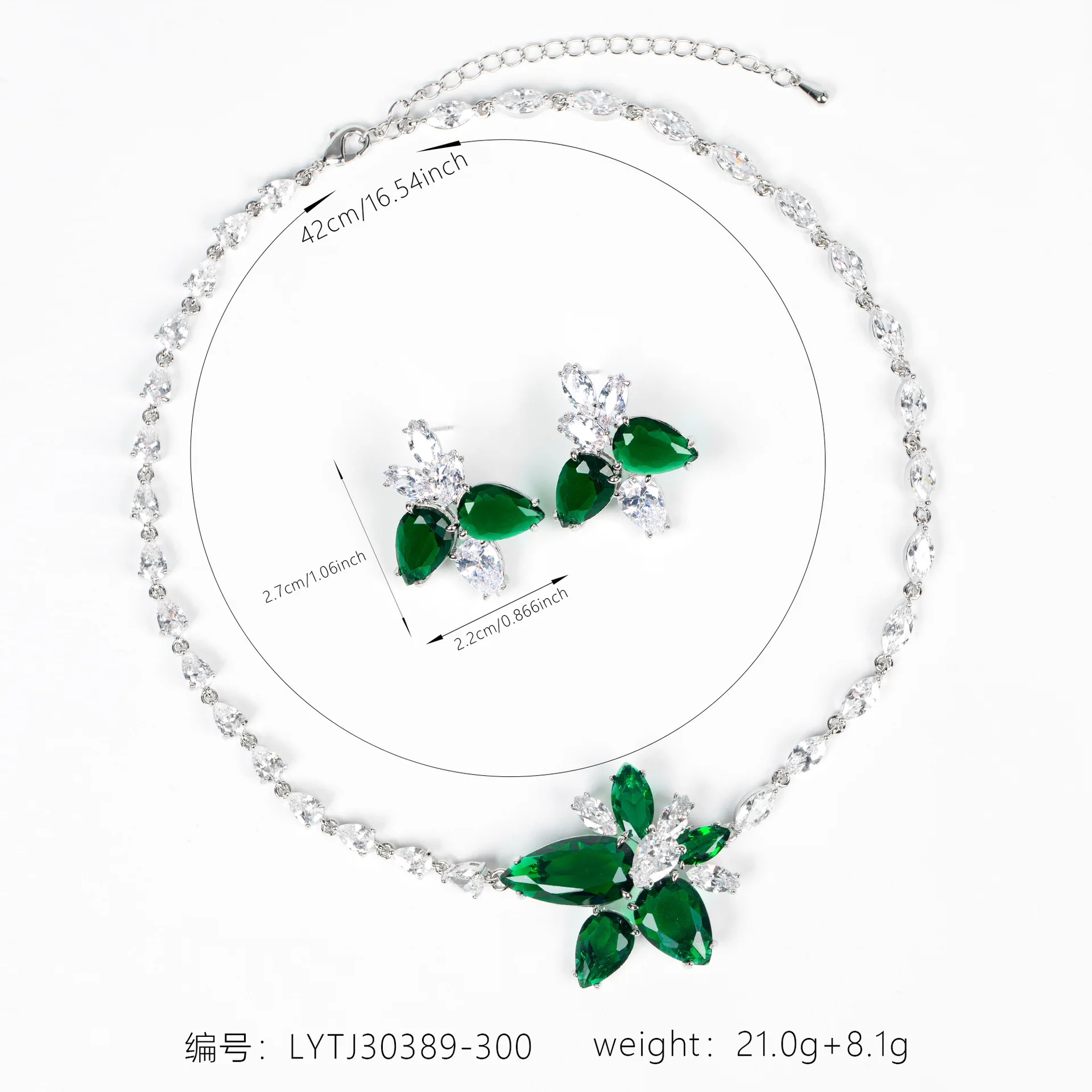 مجموعة أقراط وقلادة على شكل دمعة من الألماس - مجموعة مجوهرات الزفاف الأنيقة - أزياء Jovani النسائية