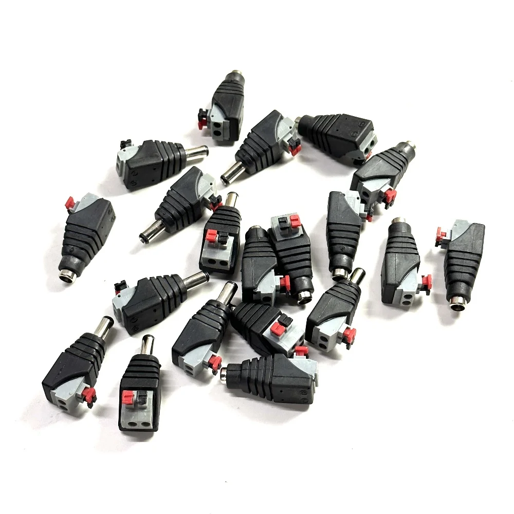 DC 12V Male Female Connectors 2.1*5.5mm Power Plug Adapter Jacks Sockets Connector For Signal Color LED Strip CCTV Camera