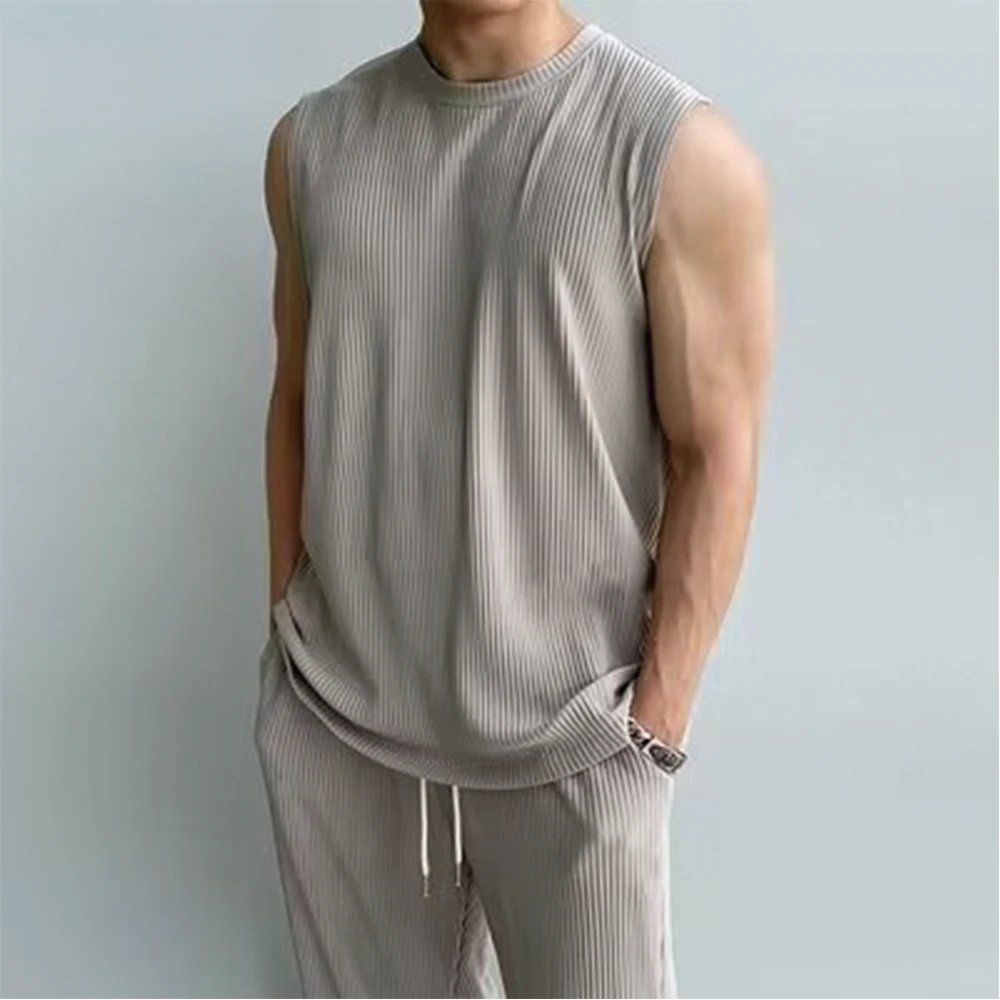 Summer Sports Vest & Tank Top Men's Set - Quick-Drying Two-Piece for Fitness, Basketball and Badminton