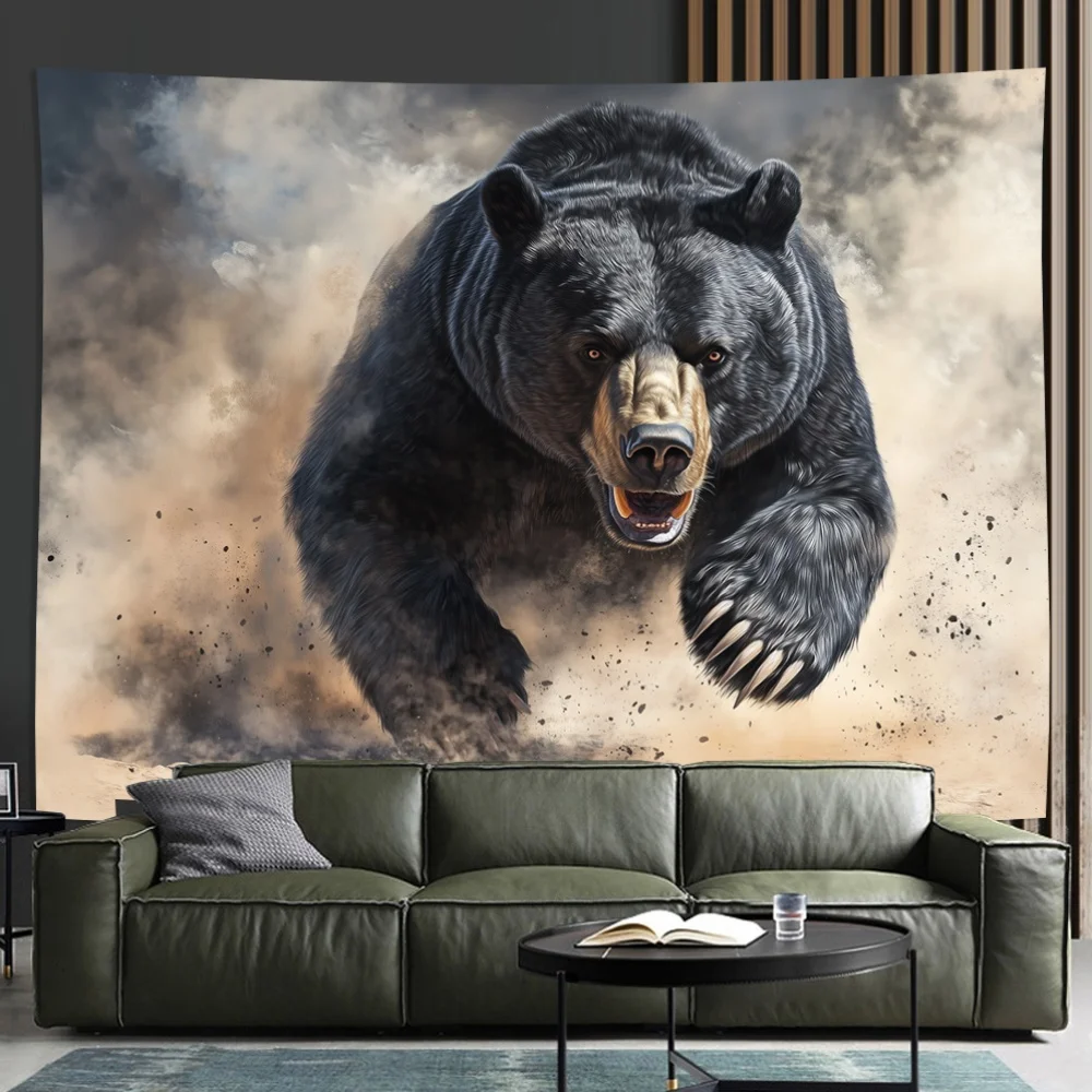 Stunning Bear Design Digital printing polyester wall hanging tapestry decorative Living room bedrooms Office background gift