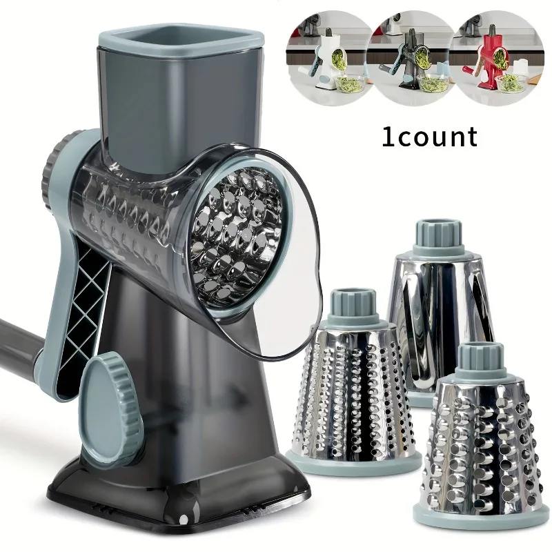 

1Set 3 in 1 Rotary Cheese Grater Versatile Manual Vegetable Slicer Peanut Nuts Grinder Cheese Vegetable Shredder Clear JT242