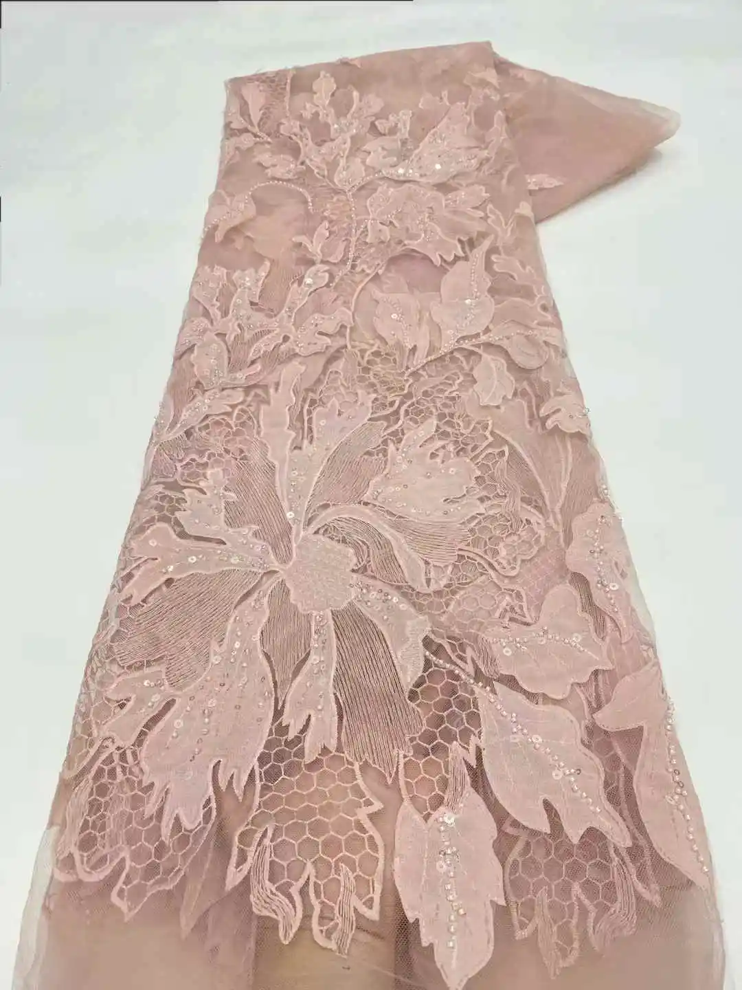 فاخر الأفريقي الترتر مطرز أقمشة الدانتيل 2025 شمسيّة دانتيل عالية الجودة 5 ياردة نسيج الدانتيل الفرنسي النيجيري أقمشة الدانتيل الطرف