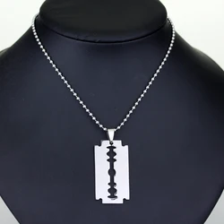 Stainless Steel Blade Razor Necklaces Gothic Punk Men Jewelry Sliver Color  Metal Pendant Necklace Hiphop Accessories