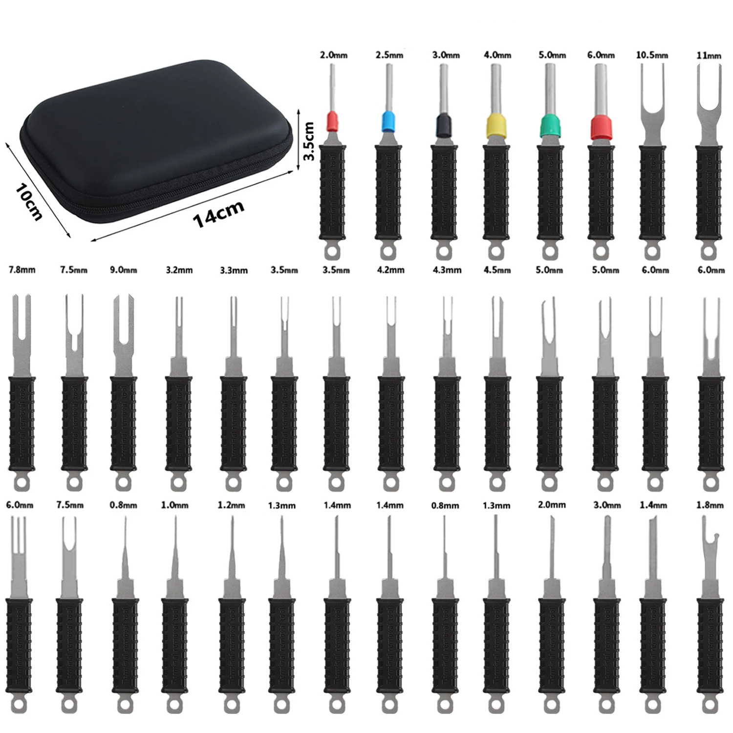 車の端子取り外しツールキット、ケース付き自動車配線ハーネスピン抽出ツールセット、修理用電気コネクタリリースツール