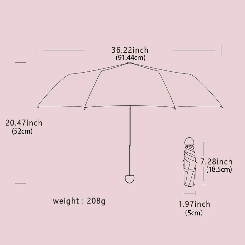 Mini Sunshine Umbrella Pocket, Small and Handy, 50% Folded, UV Resistant Pocket Umbrella with Black Glue Sunshade and Sunscreen