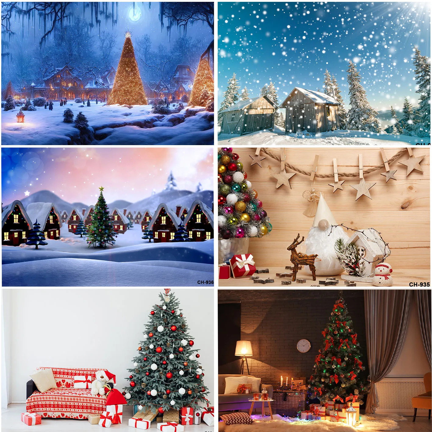 

Christmas Backdrops Home Decoration House Heavy Snow Xmas Trees Natural Scenery Decor Wooden Cabin Backgrounds Photocall Props