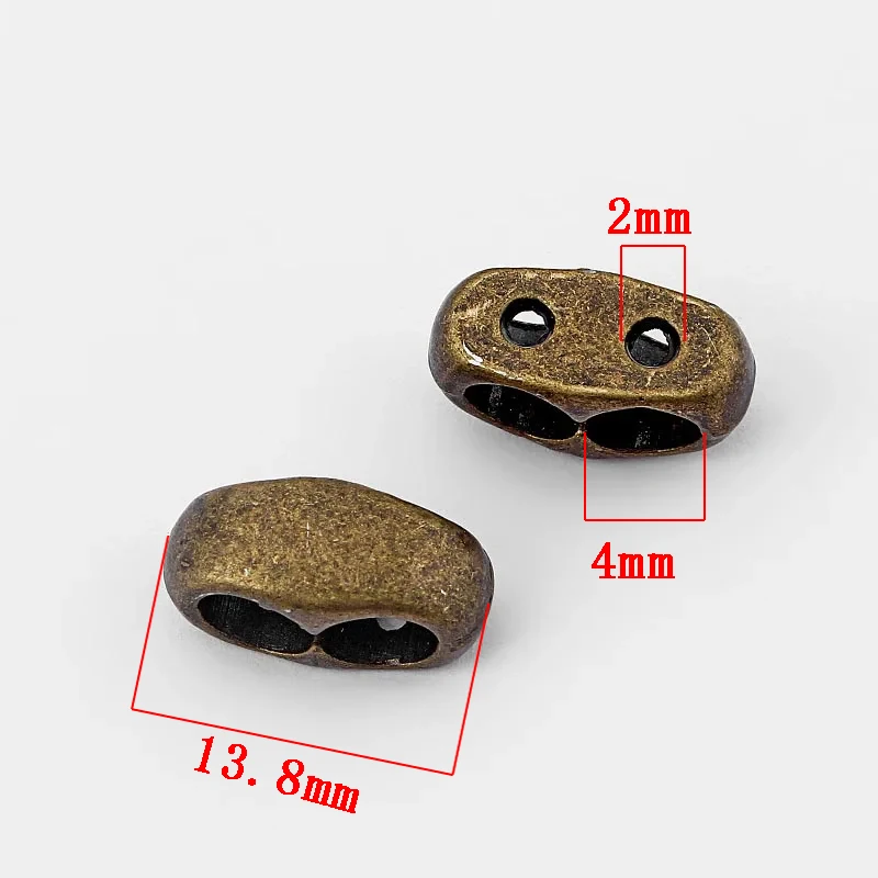 10PCS Metal Double Hole Slider Spacer Big Hole Spacer Beads For 4/5mm Round Leather Cord Necklace DIY Jewelry Making