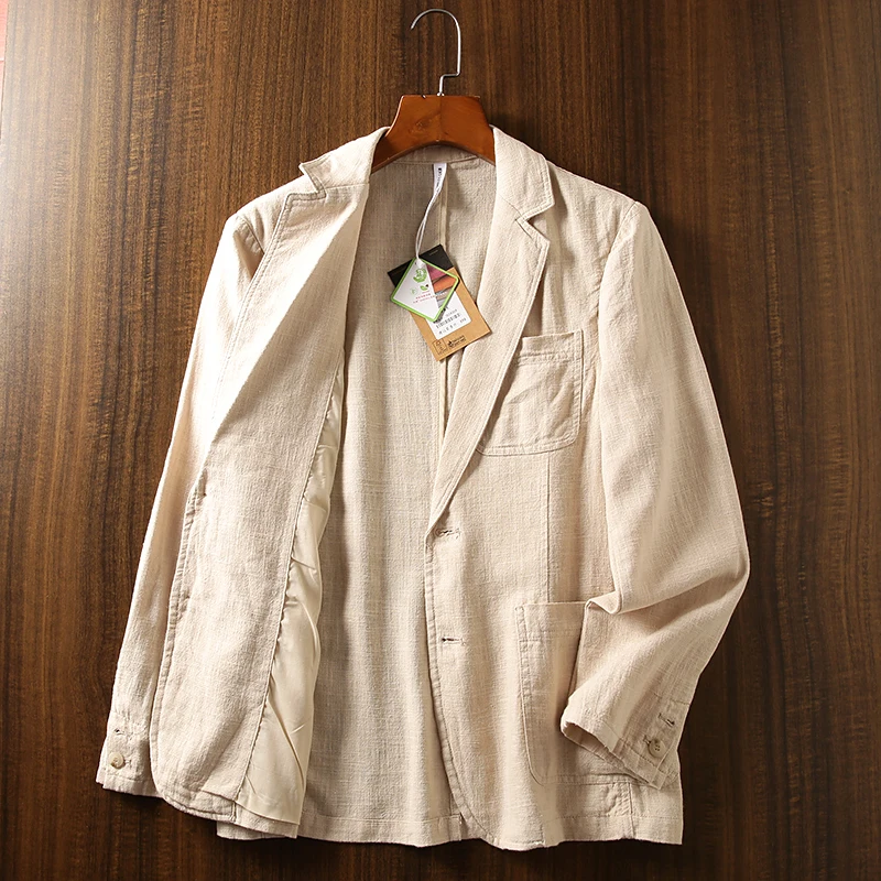 

Легкий дышащий повседневный пиджак свободного кроя из 70% льна и 30% хлопка. Новинка весна-лето. Модный цветной жакет.