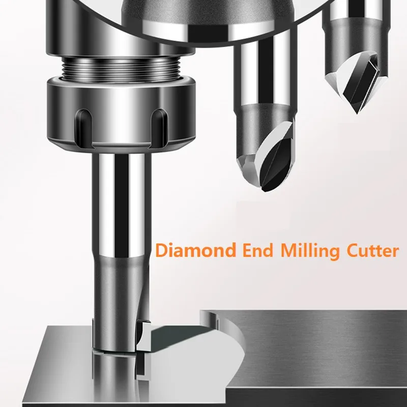 Diamond Straight Flute milling cutter graphite PCD end mill CNC Router Bits Polishing lathe tools for wood silicon carbide 1pc