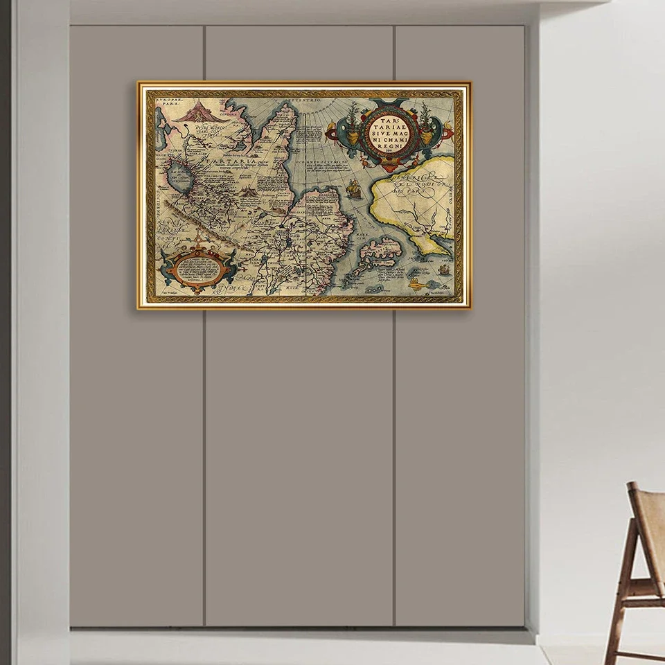 Pintura en lienzo de mapa clásico, carteles de arte de pared decorativos e impresiones para decoración del hogar y la sala de estar, 59x42cm