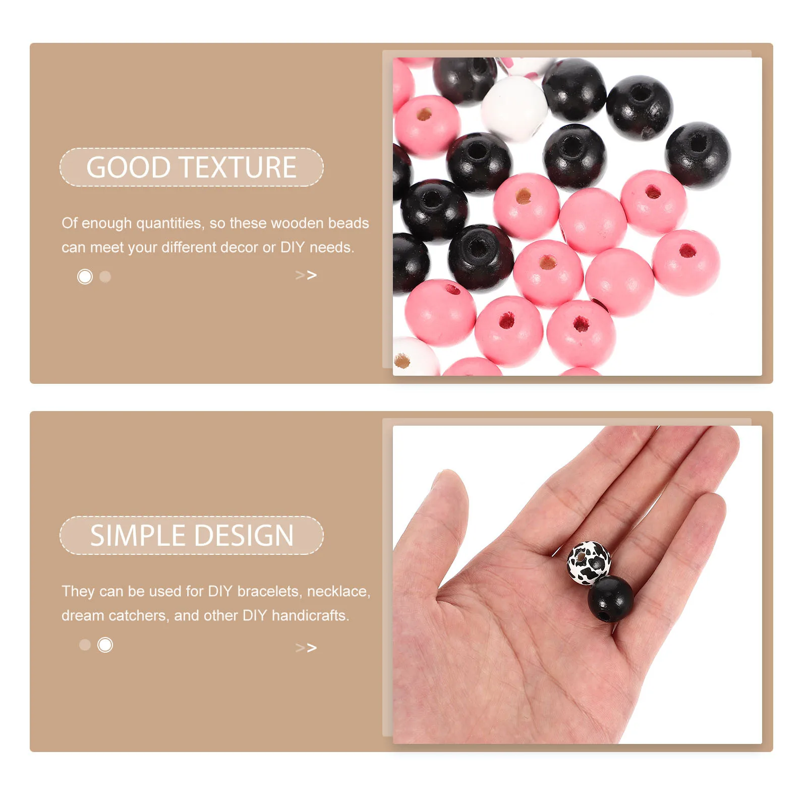 

200 Pcs Muzhu Home Decoration Loose Beads DIY Spacer for Jewelry Making Colored Round Bulk Handcraft Wood