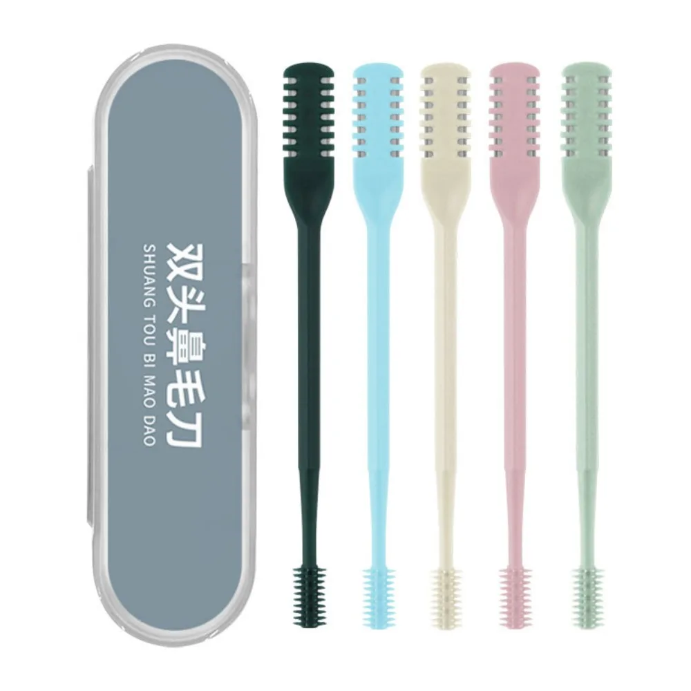 5 قطع ماكينة تشذيب شعر الأنف برأس مزدوج 360 °   ماكينة قص شعر الأنف اليدوية الدوارة القابلة للغسل من الفولاذ المقاوم للصدأ ماكينة حلاقة شعر الأنف المحمولة