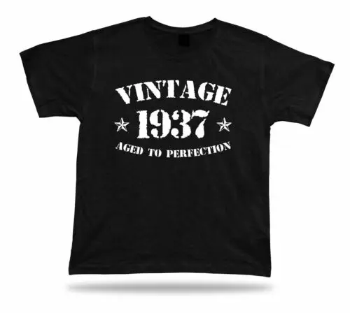 Printed T shirt tee Vintage 1937 aged to perfection happy birthday present gift